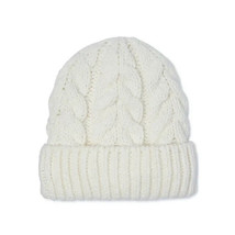Time And Tru Women&#39;s Solid Cable Knit Beanie Hat Winter White New - £12.16 GBP
