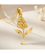 Buddleia Flower Necklace | Gold Plated Silver Jewelry | Botanical Bloom ... - $43.89