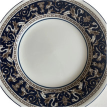 Wedgwood Florentine bread &amp; butter plate 6&quot; dark blue brown dragon china England - £11.84 GBP