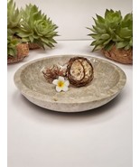 Marble Bowl Round Beige Dish Deco Natural Stone Plate Fruit Bowl Tray - $98.62