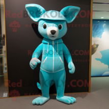 Cyan Kangaroo mascot costume character dressed with a One-Piece Swimsuit and Bea - £947.80 GBP