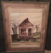 Antique Large Framed Historic House Painting Portsmouth Virginia Queen Street - £59.31 GBP