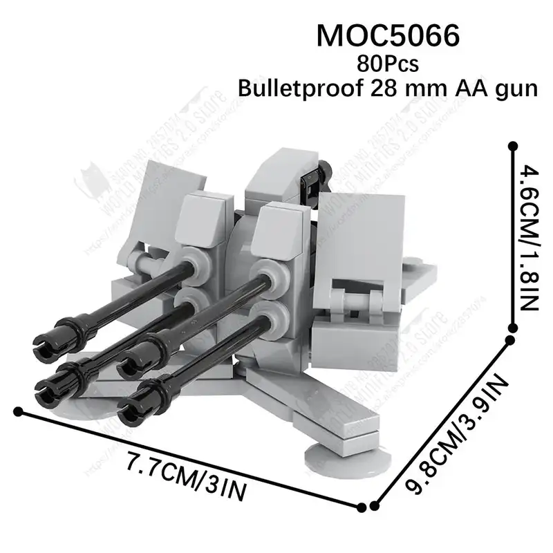 MOC5066 Military Weapon MOC Building Blocks Creative Bulletproof 28mm Anti-aircr - £5.24 GBP