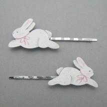 White Bunny Rabbit Wood Hair Bobby Pins (BN-HPN301) - $6.00