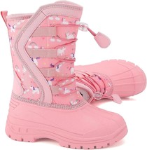 Merence Toddler Girl&#39;s Waterproof Snow Boots - Pink w/ Unicorn Print - Size: 9.5 - £29.53 GBP