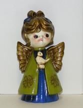 Holt Howard Paper Mache Angel Vintage Christmas Green Blue Golden Hair, Wings - £11.79 GBP