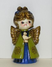 Holt Howard Paper Mache Angel Vintage Christmas Green Blue Golden Hair, Wings - £11.20 GBP