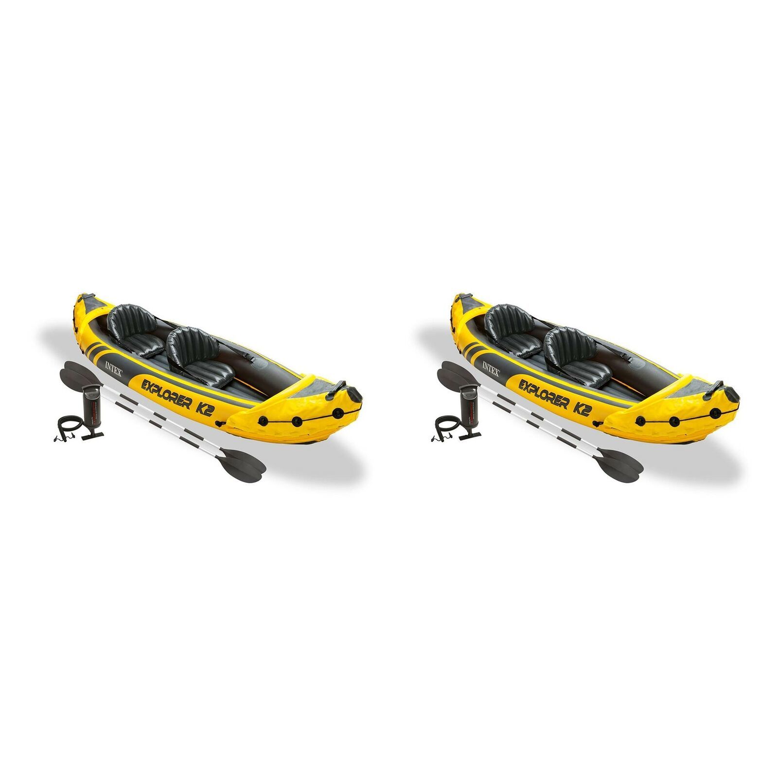Intex Explorer K2 Yellow 2 Person Inflatable Kayak with Oars & Air Pump (2 Pack) - $471.99
