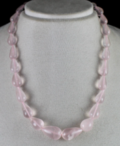 Natural Rose Quartz Beads Drops Cabochon 337 Ct Gemstone Fashion Necklace - £108.21 GBP