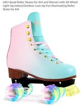 LIKU Quad Roller Skates for Girl and Women All Wheel LightUp In/Outdoor ... - €67,93 EUR