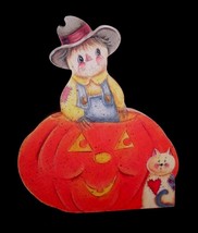 Primitive Country Scarecrow Pumpkin Cat Farmhouse Wood Fall Halloween Decor - £7.04 GBP