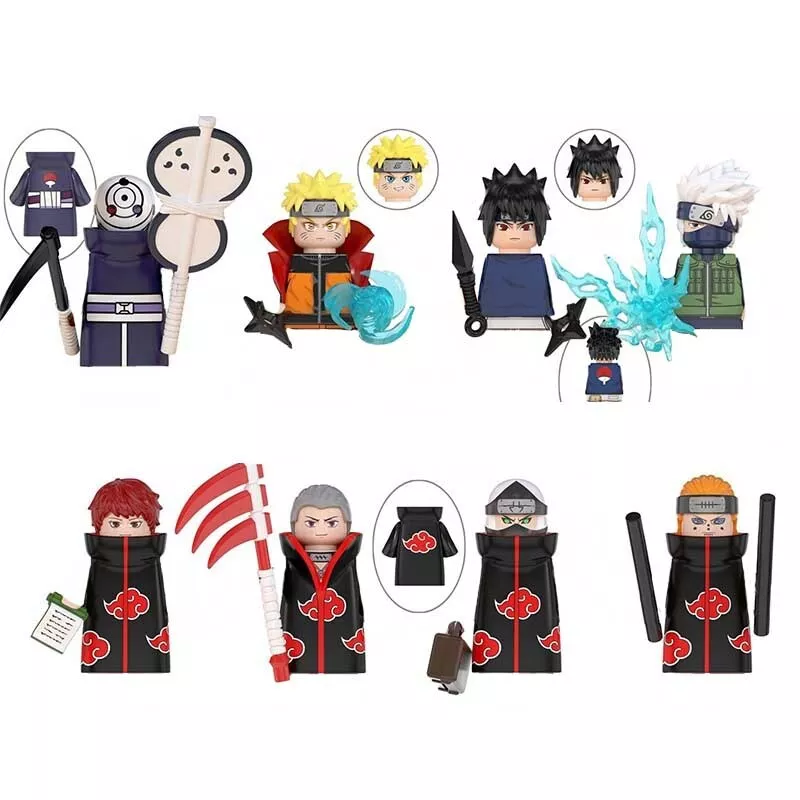 Toys 8pcs Naruto Kakashi Obito Sasuke Kakuzu Sasori Small Assembled Figure DIY T - £36.22 GBP