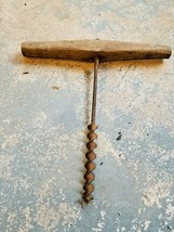 Large Antique Wood T Handle Carpenter Woodworking Tool Auger Drill Tool - £17.95 GBP