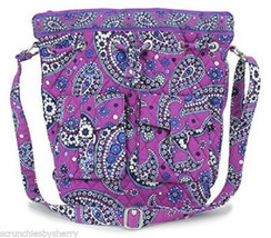 Vera Bradley Quick Draw Boysenberry Cross Body Purse Purple Blue White Bag - £96.34 GBP