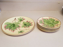 VINTAGE SET OF SIX (6) # 176111 MAJOLICA POTTERY LEAF PLATES MADE IN GER... - $59.40