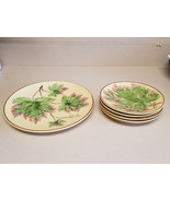 VINTAGE SET OF SIX (6) # 176111 MAJOLICA POTTERY LEAF PLATES MADE IN GER... - £46.44 GBP