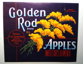 Golden Rod Apple Fruit Crate Label 1940s Vintage Original Yakima Washington - $8.90