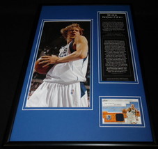 Dirk Nowitzki Framed 12x18 Game Used Jersey &amp; Photo Display Mavericks - £54.52 GBP