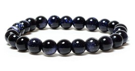 Goldstone Blue 8mm Round Bead Bracelet - Handcrafted and Stylish - £27.21 GBP
