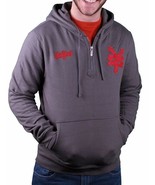 Zoo York 1/4 Zip Charcoal Grey with Red Felt ZY Logo Patch Pullover Hood... - £17.42 GBP