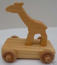 Giraffe On Wheels 1980s California Artisan Wood Toy - £22.80 GBP
