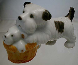 3 Terriers With Basket Porcelain Occupied Japan 1940s - $28.99