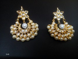 Kundan High Quality Ethnic Free Shipping Jewelry Set Earrings Chand Bali Gift3 - £17.12 GBP