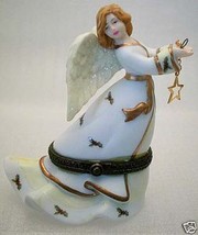 Holly Sprinkled Gown Star Angel Porcelain Trinket Box - £22.30 GBP