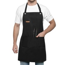 Chef Apron, Cotton &amp; Polyester, Adjustable, Professional Grade, Kitchen, BBQ - £12.66 GBP