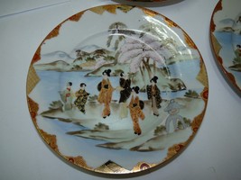 Set 3 Antique 19C Japanese Marked Porcelain Plates Hand-Painted Chinese Scenes - £168.03 GBP