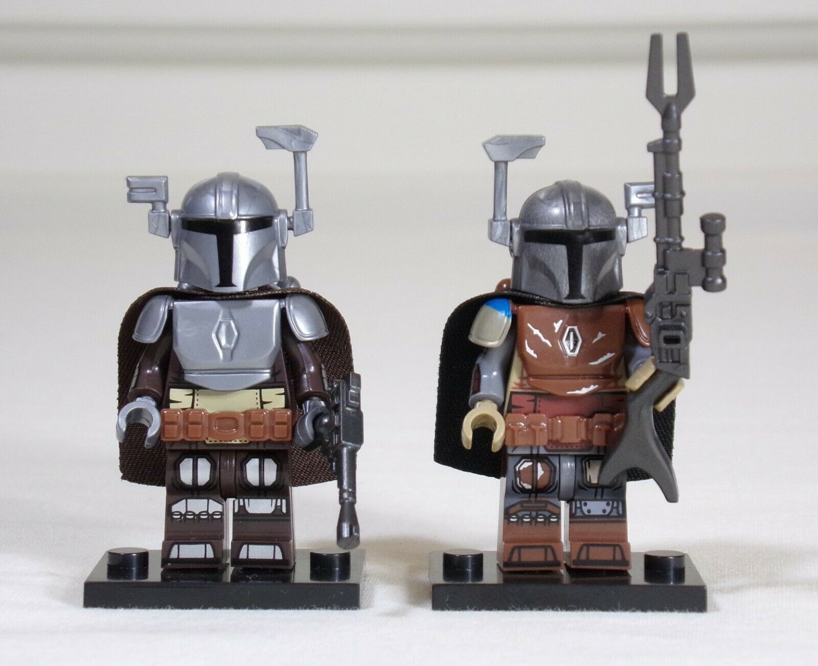 2 MANDALORIAN Pre Armor & Beskar Armor Star Wars Minifigures +Stands US Seller