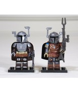 2 MANDALORIAN Pre Armor &amp; Beskar Armor Star Wars Minifigures +Stands - £11.90 GBP