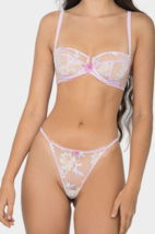 Khassani Intimates Pastel Embroidered &#39;spring&#39; Thong Lingerie Bottom (M) Nwt - £39.11 GBP