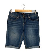 Seven7 Bermuda Cuffed Shorts Embroidered Denim Womens Blue 8 - $29.77 CAD