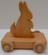 Rabbit On Wheels 1980s California Artisan All Wood Toy - £21.23 GBP