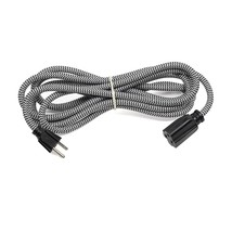 12 Feet Braided Zig Zag Fabric Power Extension Cord With Flexible Cable &amp; 3 Pron - £27.25 GBP