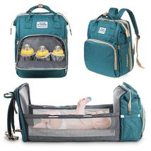 Diaper Backpack Foldable Baby Bed Large Capacity Mummy Bag With Changing... - $43.95