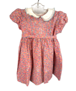Vintage Girls Dress Pink Floral Calico Print Puff Sleeve Sash Prop Costume - €21,55 EUR
