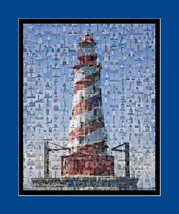 Lighthouse Mosaic (White Shoals) Print Art Designed Using Over 200 Light... - £19.65 GBP