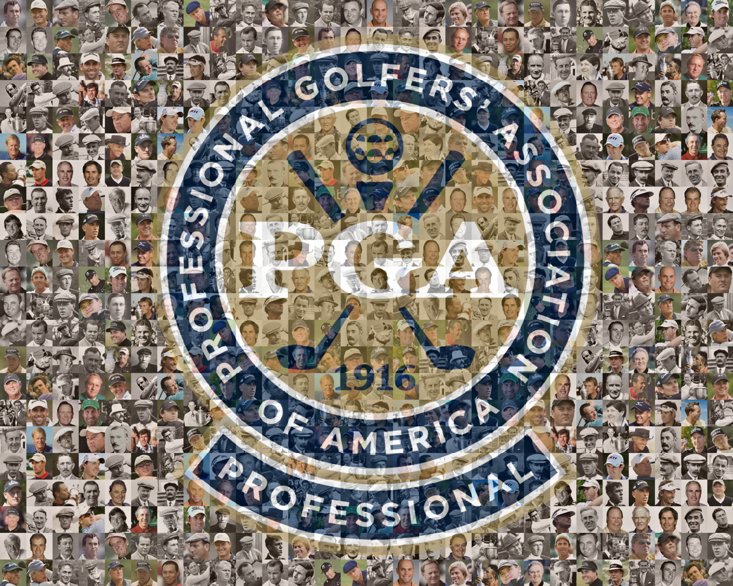 PGA Golf Mosaic Print Art Featuring over 100 greatest golfers- 8x10" Matted - £27.68 GBP