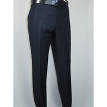 Men's MONO Turkey Slacks 100% Wool Plain Front Regular Fit 2501-02 Navy Blue image 3