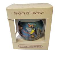 Vtg HALLMARK 1984 Flights of Fantasy Gnomes Fairies Elf Christmas Glass Ornament - £7.76 GBP