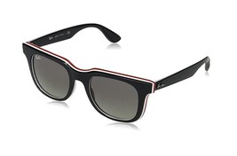 New Ray-Ban Women&#39;s RB4368 Square Sunglasses Black White Red Frame/Grey Lenses - £118.67 GBP