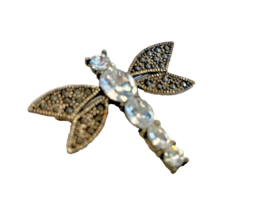 Brooch Pin Dragonfly Costume Jewelry Crystals Pin 1.5&quot; Long Vintage - £13.93 GBP