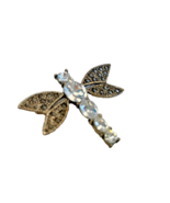 Brooch Pin Dragonfly Costume Jewelry Crystals Pin 1.5&quot; Long Vintage - £14.12 GBP
