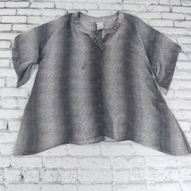 Jaclyn Smith Blouse Womens 1X Gray Snakeskin Beaded Sequin Tunic Top Tie Neck - £17.53 GBP