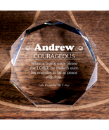 Personalized Christian Gift: Bible Verse Octagonal Puck Crystal with Cus... - £50.80 GBP
