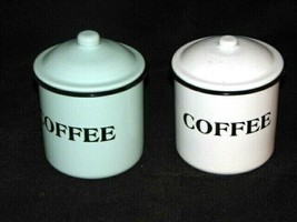 Vintage Canister Set of 3 Enamelware, Stackable - $25.74