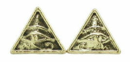 Classical History Egyptian Pyramid Eye Of Horus Golden Stud Earrings Pair Pewter - £9.58 GBP