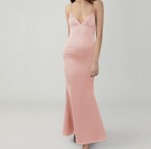 Fame &amp; Partners Trine Dress 8 Pink Satin Graduation Prom Floor Length Maxi Gown - £43.01 GBP
